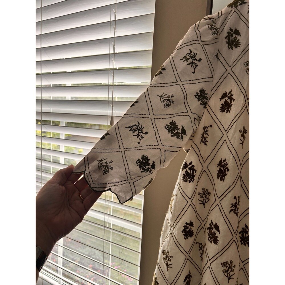 Lillou Cotton Linen Blend Embroidered Duster Jacket – Women's XL - Picture 2 of 7